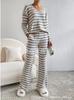 Cross-border Two-piece Set Women's 2025 Autumn New Fashion Casual Straight-leg Pants Temperament Loose V-neck Pit Strip Knitted Cover