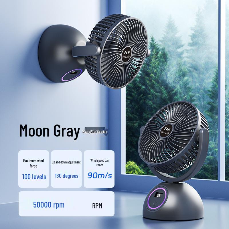 

Silent USB Wall-Mounted Multi-functional Fan with Long Battery Life and Smart Digital Display 20*13.5*27 cm темно-серого
