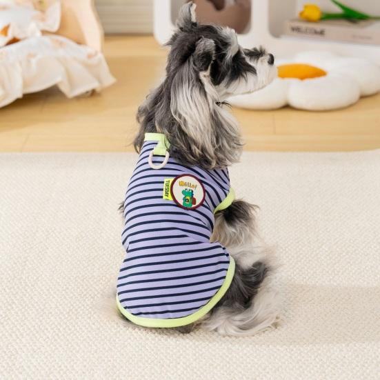 Striped Dog Tee Shirt Breathable Summer Puppy T-Shirt Stylish Loose Dog Tee for Small Dogs Schnauzer Bichon Frise