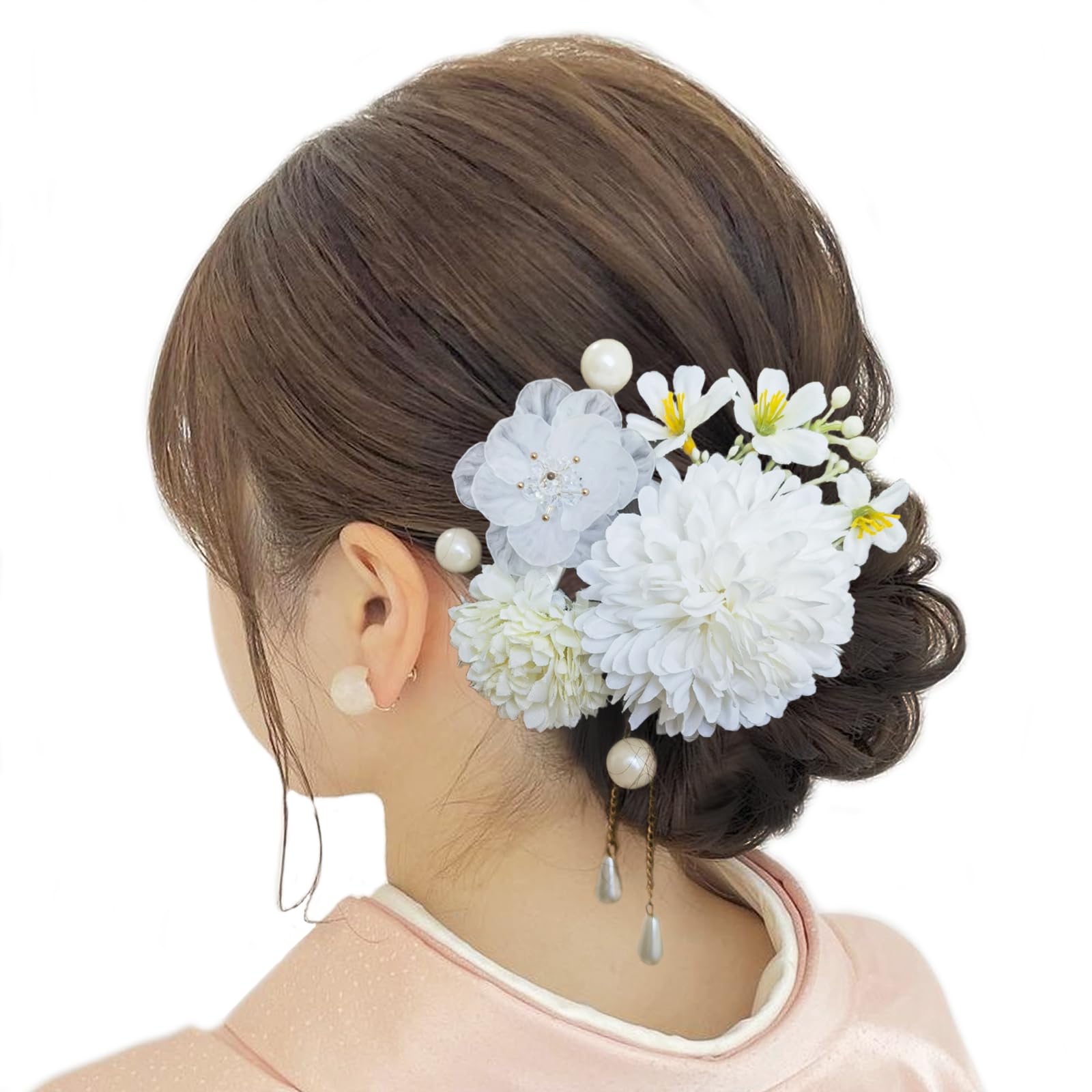 

Baramoly Hair Ornament for and Other Japanese Preserved Flowers and Artificial Perfect for Fireworks and Cute Hair Kimono, Yukata, Clothing. Flowers. белый
