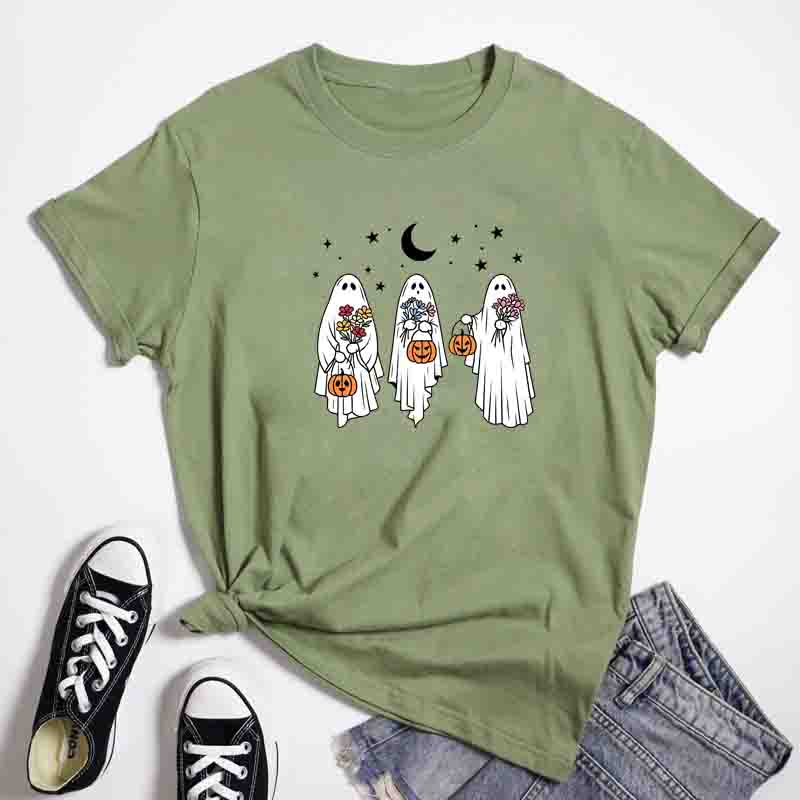 Retro Floral Ghost Squad TShirt Retro Unisex Spooky Season Fall Tee Botanical Cottagecore Haunted Garden Halloween Gift