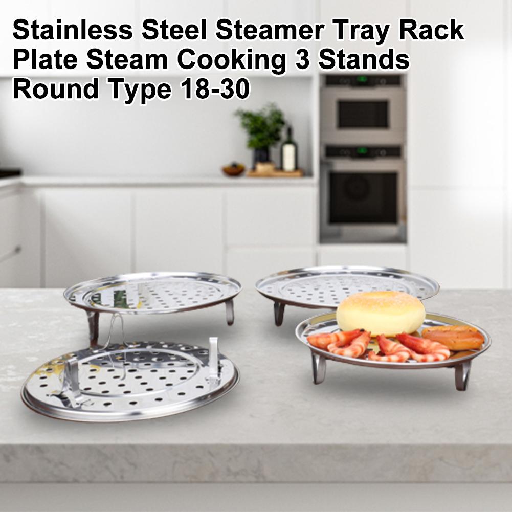 1pcs Brand New Steaming Rack Cooking Utensils 18-30cm Plate Steam Cooking Rack Round Type Stainless Steel Steamer Tray Kitchen