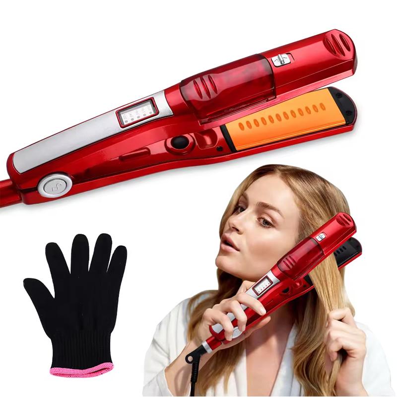 Professional Electric Steam Flat Iron Hair Straightener Titanium Ceramic Hair Straighting Hair Styling Tool