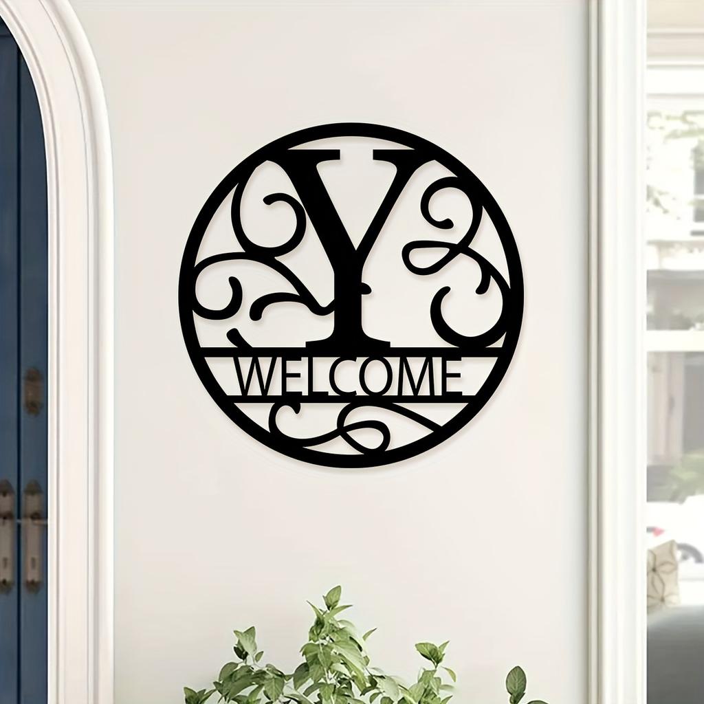 1pc Metal Letter Sign, Surname Family Name Plate for Outdoor Wall, Housewarming Halloween Christmas New Year Gift