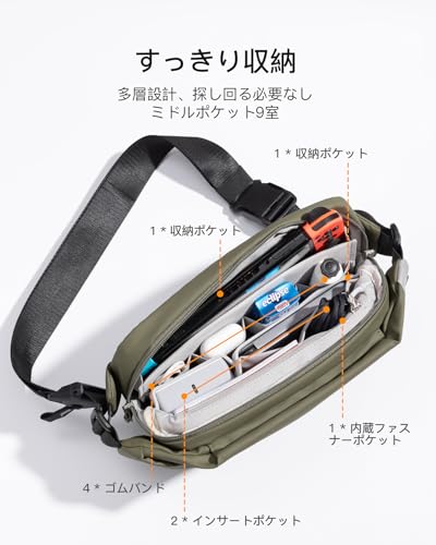 Inateck Sling Bag X Shoulder Bag Body Bag 4L Lightweight Multifunctional Olive