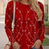 Women's T-shirt with 3D Floral Print and Fashionable Long Sleeves