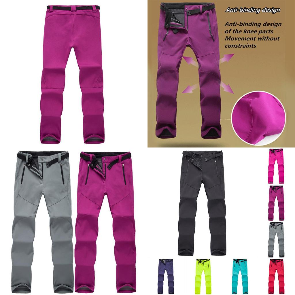 Ski Outdoor Hiking Pants Women Warm Fleece Padded Windproof Waterproof Trousers