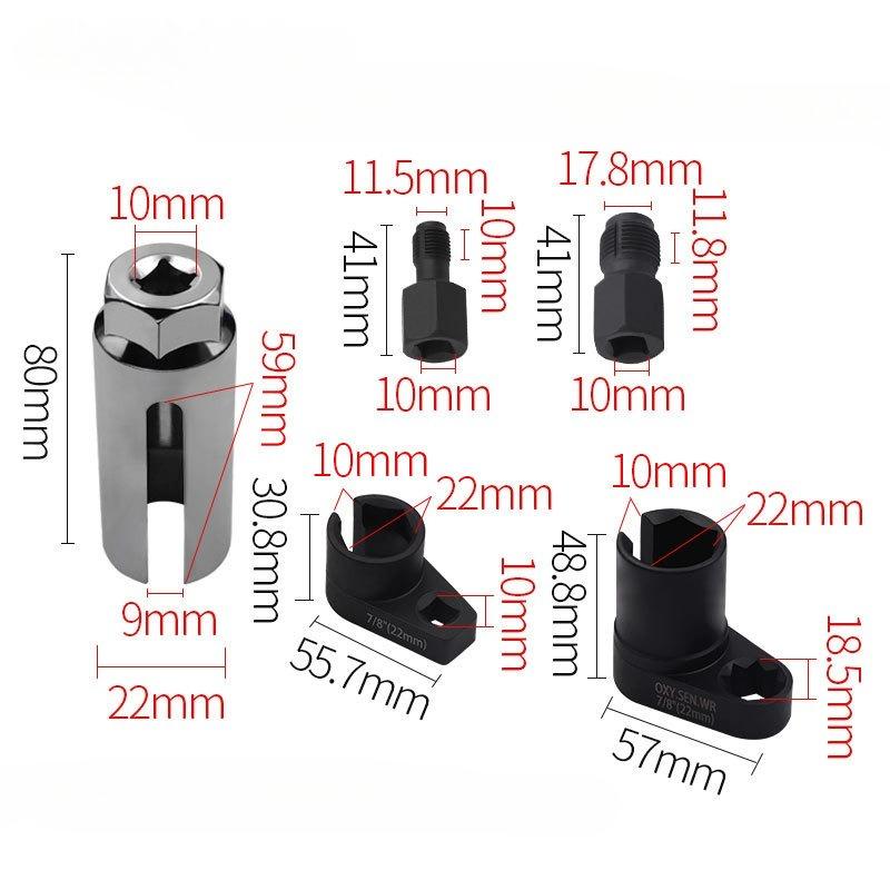 Professional Automotive Oxygen Sensor Socket Wrench Set,7/8" (22mm),1/2" And 3/8" Drive,Home Oxygen Sensor Thread Finishing Tool