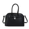 2025 new women's lychee pattern solid color lock shoulder bag temperament niche versatile commuter portable messenger