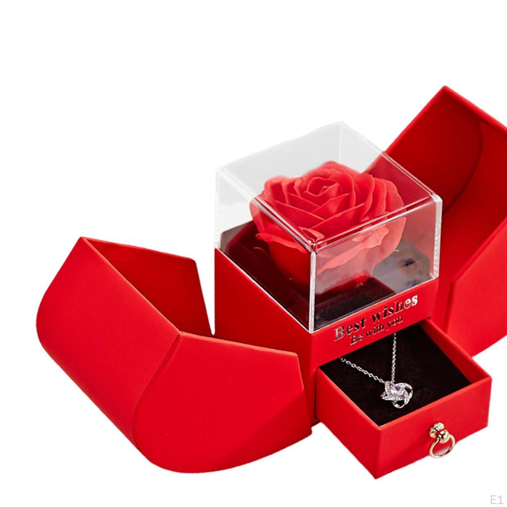 Jewelry Box Storage Case with Soap Rose Flower Romantic Portable Decorative Necklace Gift