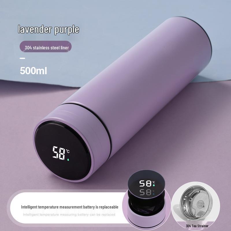 Smart Ceramic-Lined 304 Stainless Steel Insulated Cup - Simple Solid Color, Straight Body, Portable Office Gift.