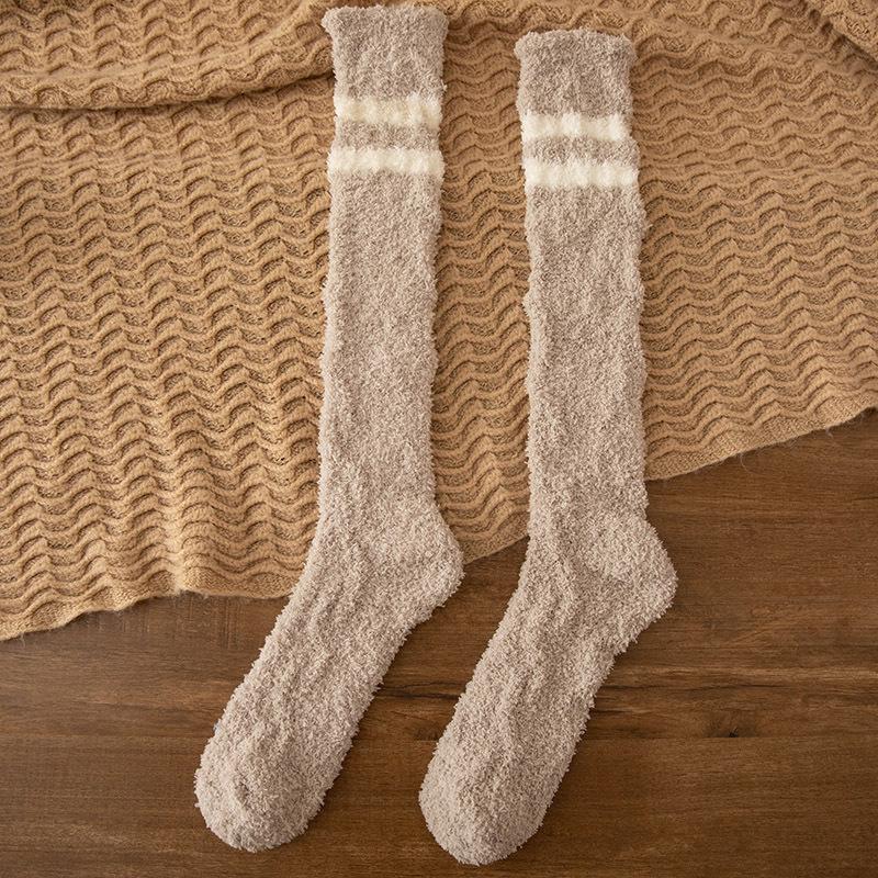 Women's Winter Thick Coral Fleece Calf Socks - Warm Velvet High Tube Floor Sleeping Socks