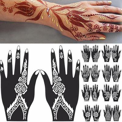 2 Stück Henna Schablone Temporäre Hand Tattoo Body Arts Aufkleber Vorlage Werkzeuge