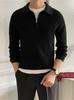 Men's Autumn/Winter Half-Zip Ribbed Knit Polo Sweater