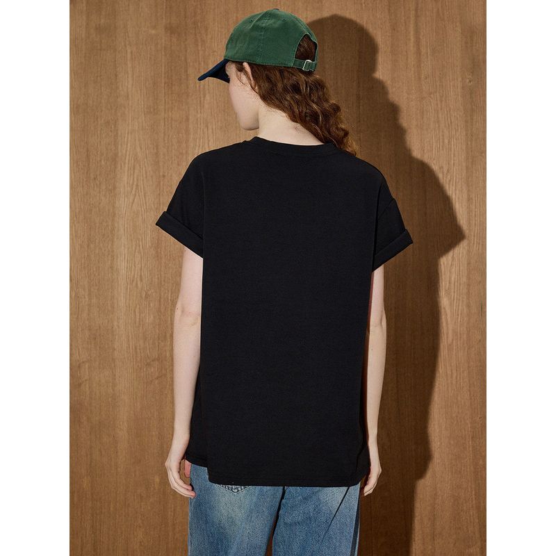 Coolhut American Car Retro Printed Letter Round Neck Lazy Style Loose 2025 Summer Women's T-Shirt