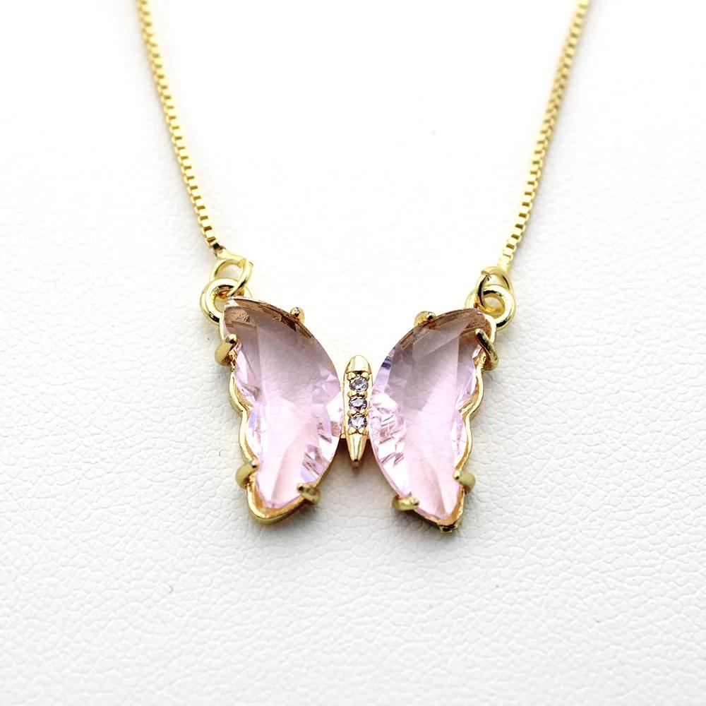 

Новое градиентное ожерелье с подвеской-бабочкой Модная личность цепочка-свитер Легкая роскошь для девочек колье цепочка-воротник ключица