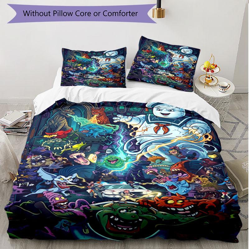 3pcs Duvet Cover Set (1*Duvet Cover + 2*Pillowcase, Without Core), Ghostbusters Print Soft All‑Season Bedding Set, Home Bedroom Decor Gift