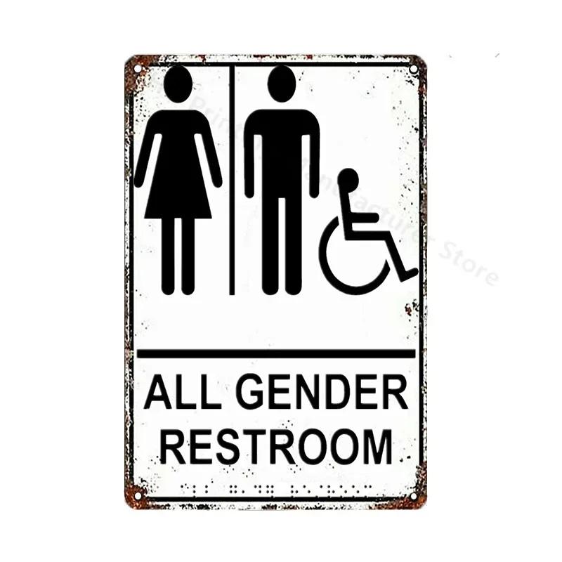 Toilet Sign Vintage Funny Metal Tin Signs Retro WC Lavatory Toilettes Wall Poster Art Bar Club Bathroom Toilet Wall Decor