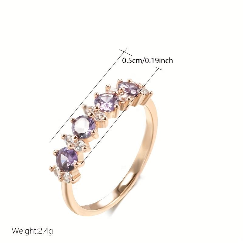 Vintage Purple Zircon Rings for Women Gold Color Wedding Party Jewelry Gift