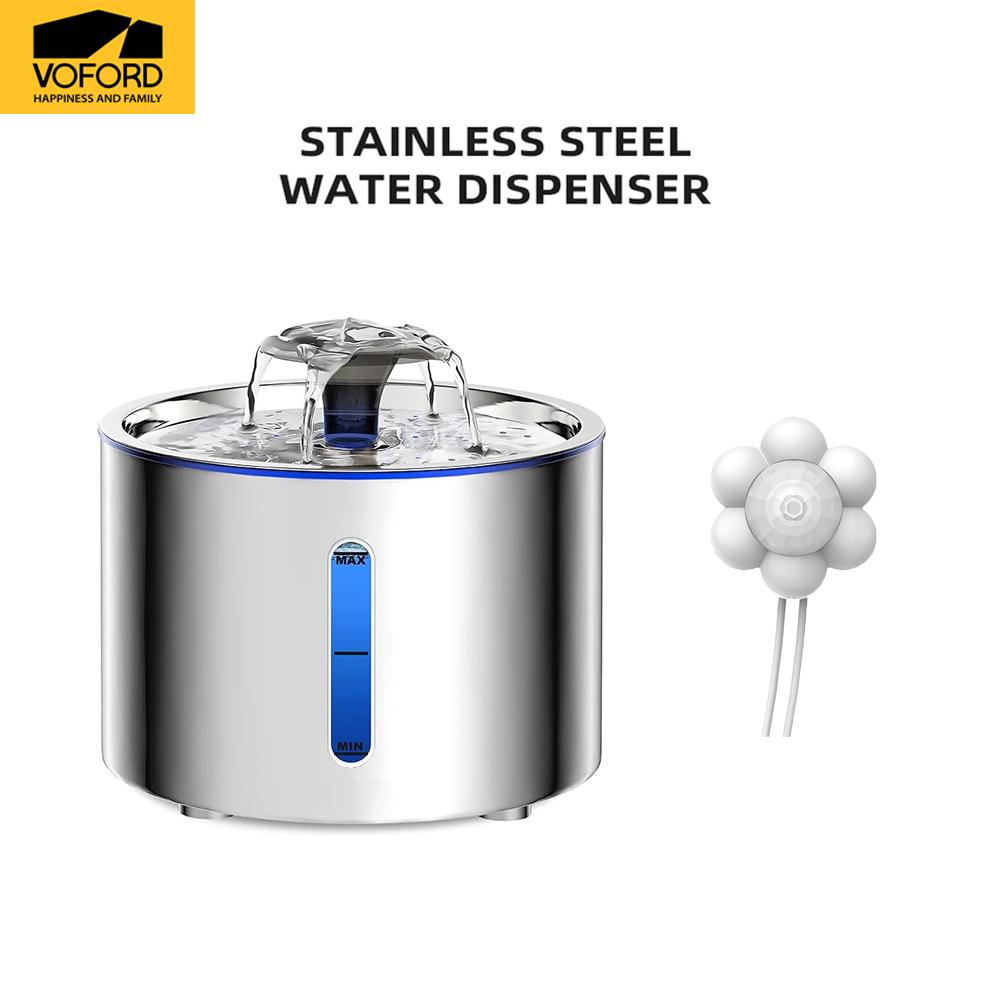 Pet Water Fountain 304 Stainless Steel Automatic Cat Drinking Fountain  2.5L Smart Water Dispenser with Transparent Window