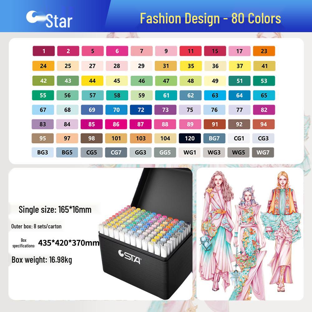 Sta 3212BR 168-Color Soft Tip Oil-Based Anime Markers Set