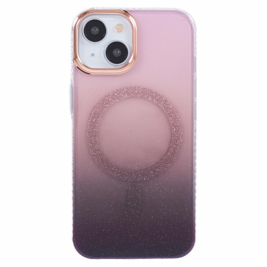 For iPhone 13 6.1 inch Case Glitter Gradient Big Rear Lens Hole Cover Compatible with MagSafe