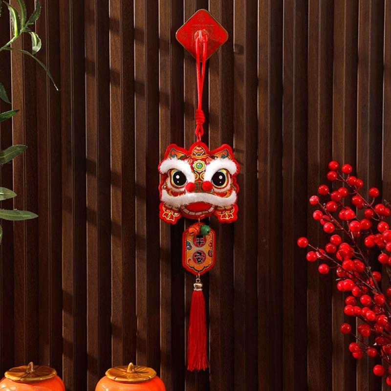 Pack Of 2 Chinese New Year Plush Decoration for Entrance Living Room Easy To Install Spring Festival Ornaments