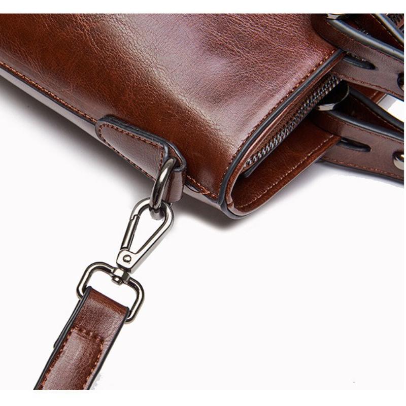 Women Shoulder Cross Body Handbag Top Handle Bag Genuine Leather Casual Designer Lady Female Oil Wax Cowhide Messenger Tote Bag