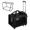 Rolling Pet Box with Telescopic Handle, Foldable Pet Travel Cart with Wheels, Breathable Mesh Dog and Cat Bag Trolley