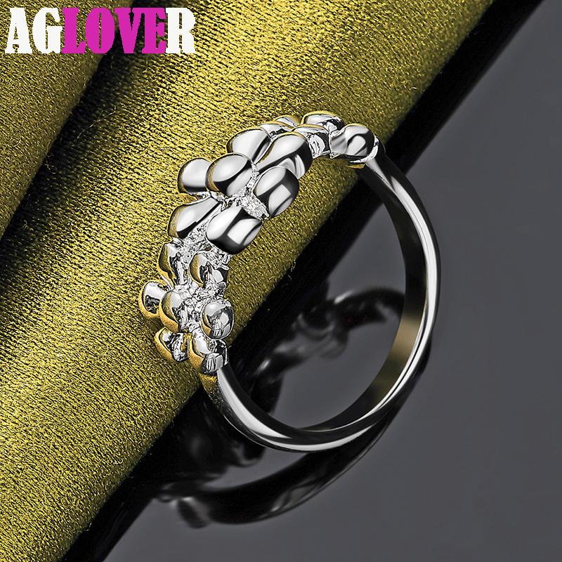 925 Sterling sølv tre blomster ring smykker