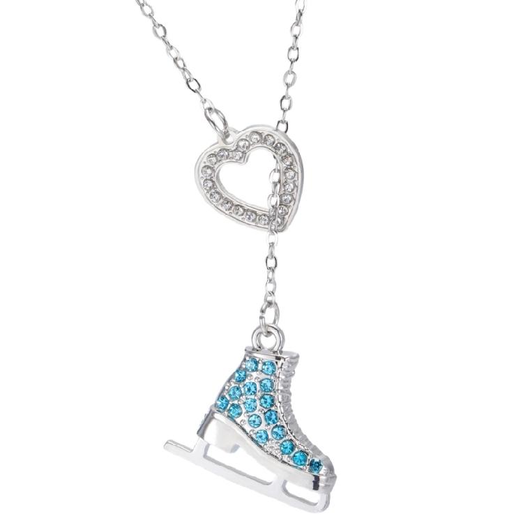 

Adjustable Length Cartoon Ice Skates Charm Necklace Featuring Crystals Decorations and Candy Tone for Trendy Ladies