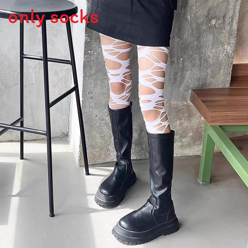 Collant da donna velati con design strappato e calze per spettacoli di danza in discoteca