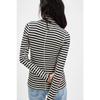 Women S Striped Print Half High Neck Fitted Long Sleeve T Shirt Base Layer Top