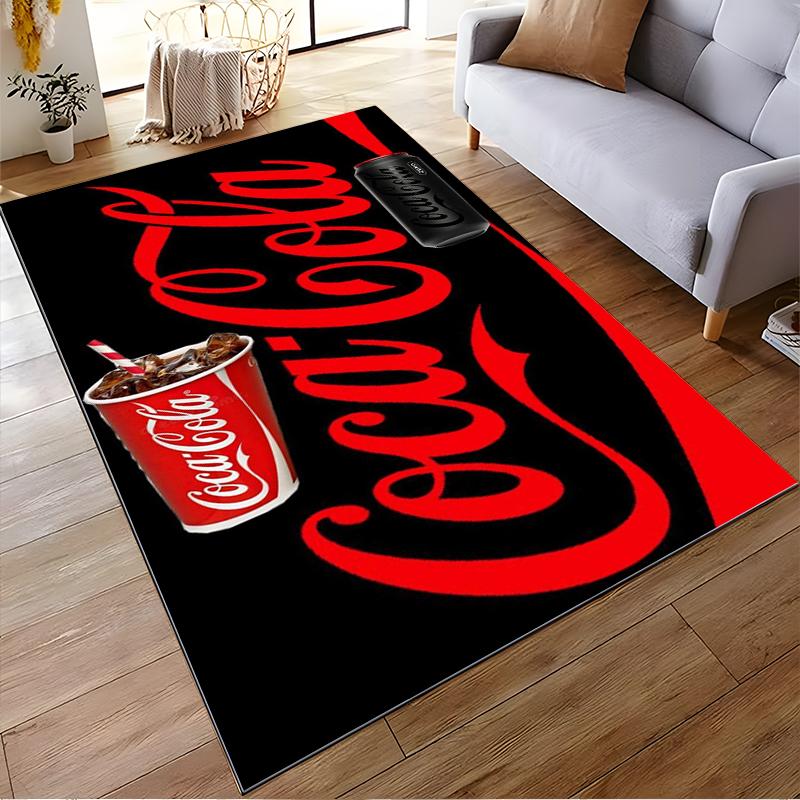 "Red and Black Coca Cola Logo Carpet for Living Room Decoration" Suitable for Use As an Anti-slip for Living Room Bedroom Sofas