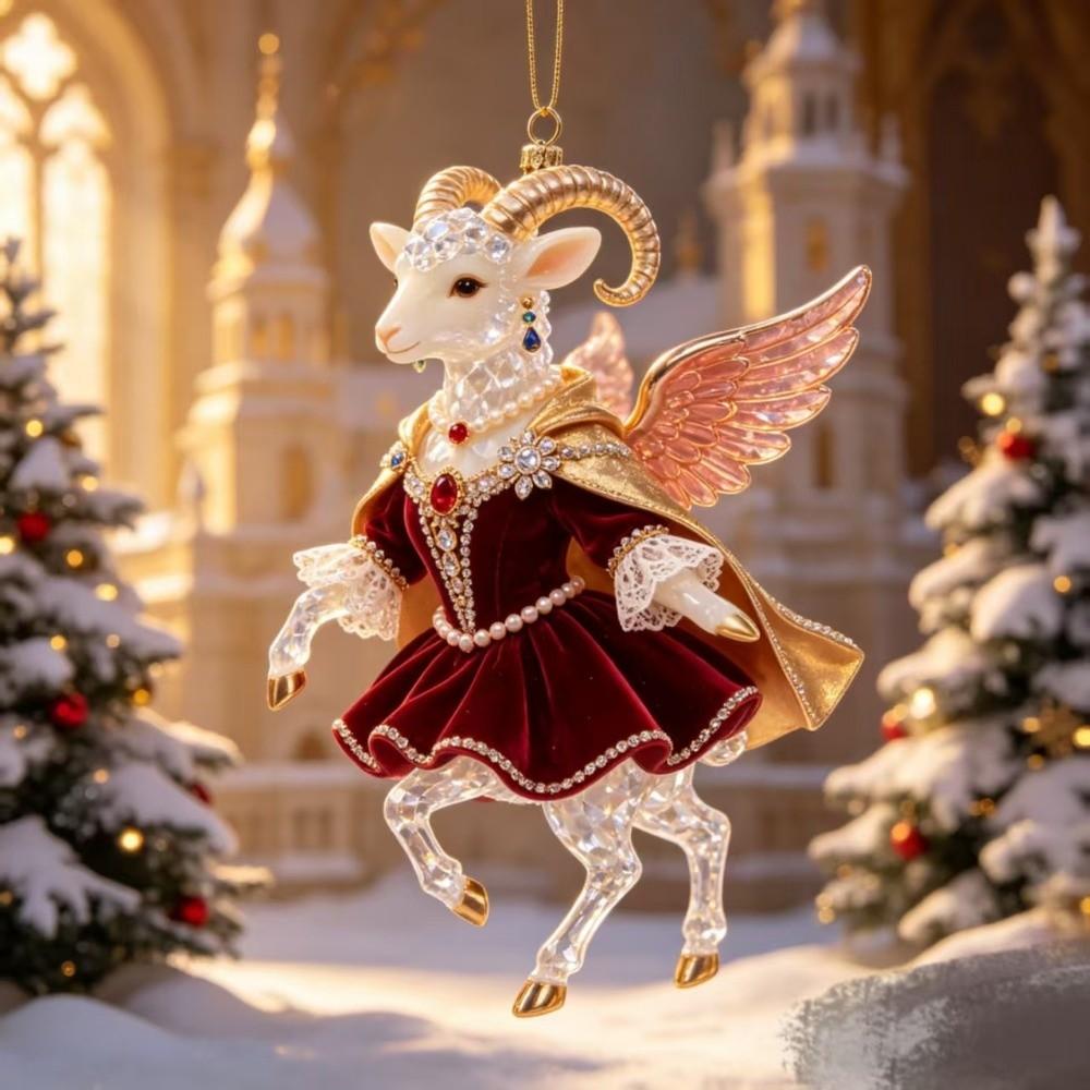 3/4/5PCS 2D Flat Goat Pendant Acrylic Christmas Tree Ornament New Zodiac Goat Souvenir  Bag Charms
