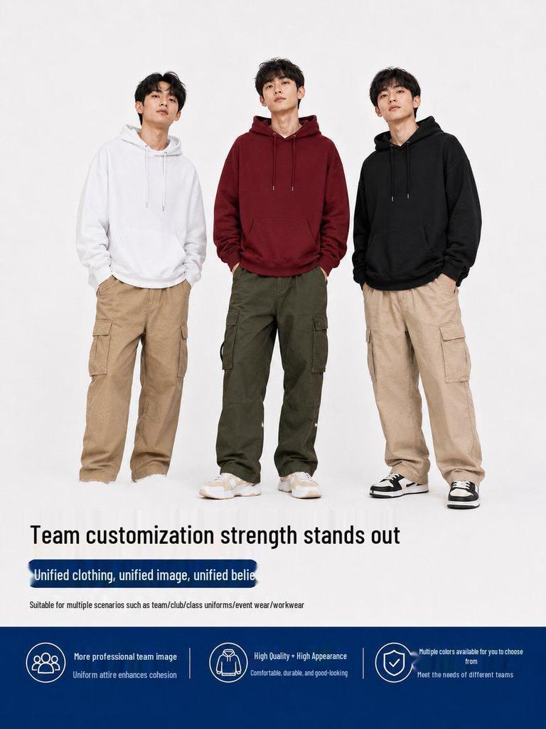 Men's 260g Drop Shoulder Hoodie - Sporty Casual Pullover with Custom Logo Print