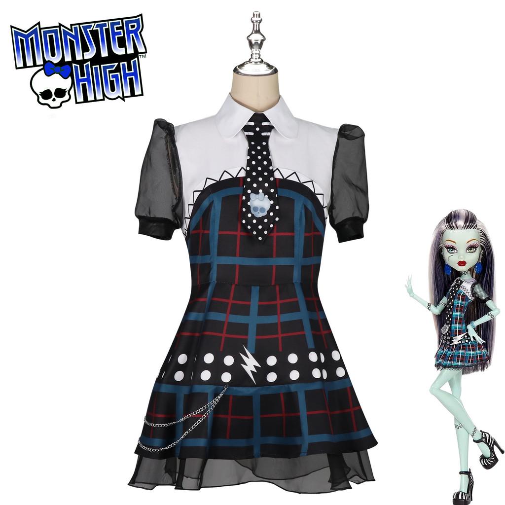 Vestido de Cosplay da Frankie Stein de Monster High Com Material Macio de Nylon Para Role Play de Anime