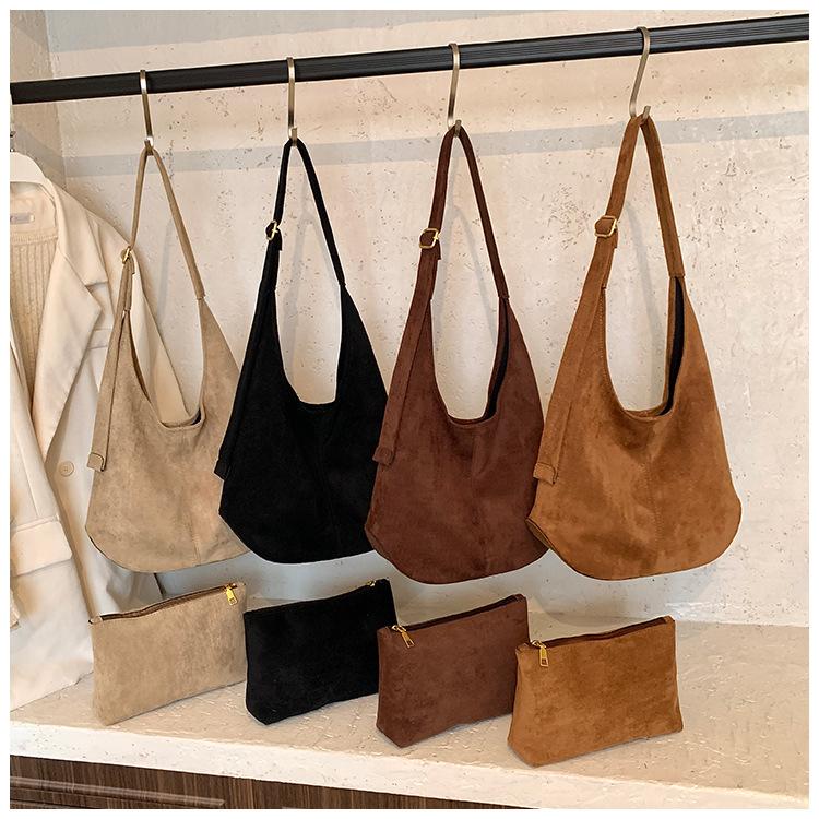 Niche Child Mother Bag Women's 2025 New Trendy Fashion Retro Suede Shoulder Bag Large Capacity Commuter Tote Bag