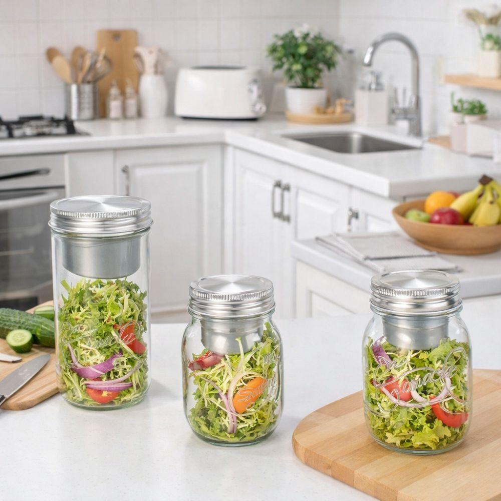 16/24 Oz Salad Glass Jars Leak-Proof Food Storage Jar Multi-functional Mason Jar  Fresh Food
