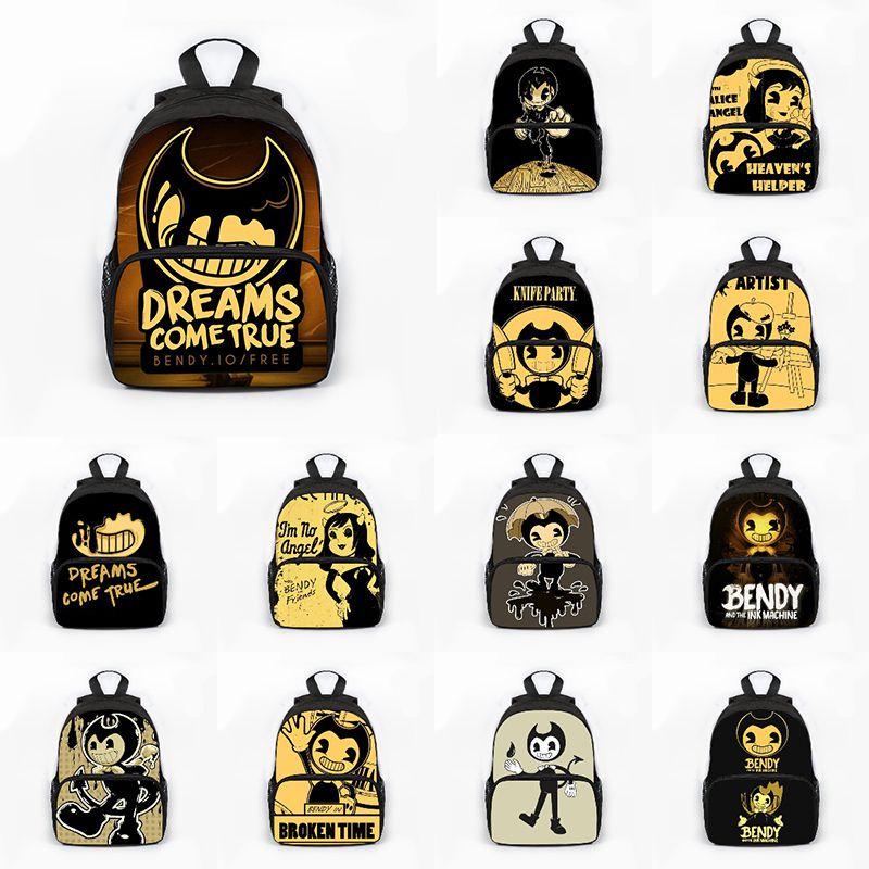 Bendy And The Ink Machine Cartoon Game School Backpack With Adjustable Padded Straps For Kids