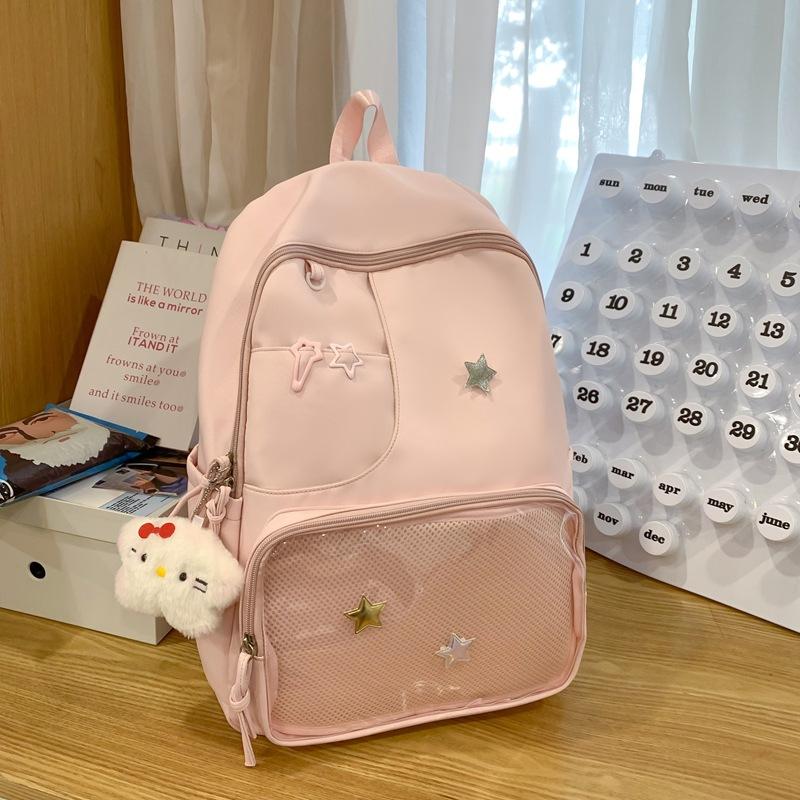 Versatile Simple and Beautiful Female College Student Ins Cute Large Capacity High School Student Backpack Transparent Pain Bag