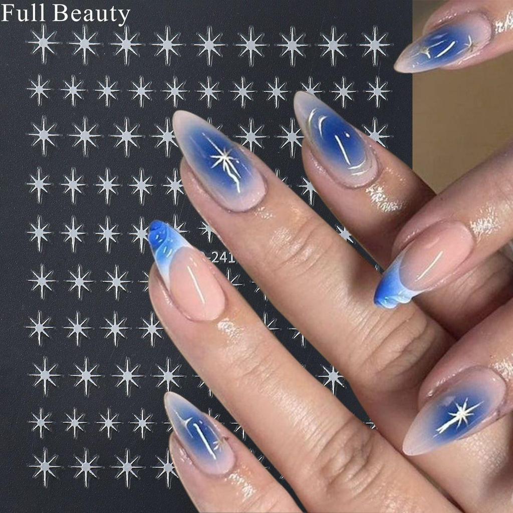 Gold Silver Star 3D Nail Stickers Flower Plants Nail Art Decals Floral Leaf Spring Sliders Manicure Decor