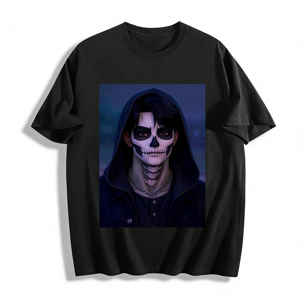 

Day of the Dead Skull Print Hoodie Gothic Street Style Unisex Casual Sweatshirt Trendy Top Pure cotton T-shirt XXS