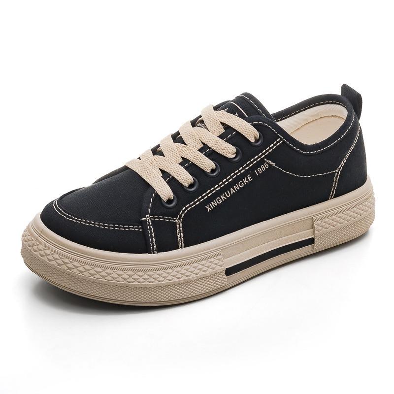 Spring and autumn new canvas shoes women's versatile flat-soled white shoes breathable student cloth shoes women's shoes autumn models