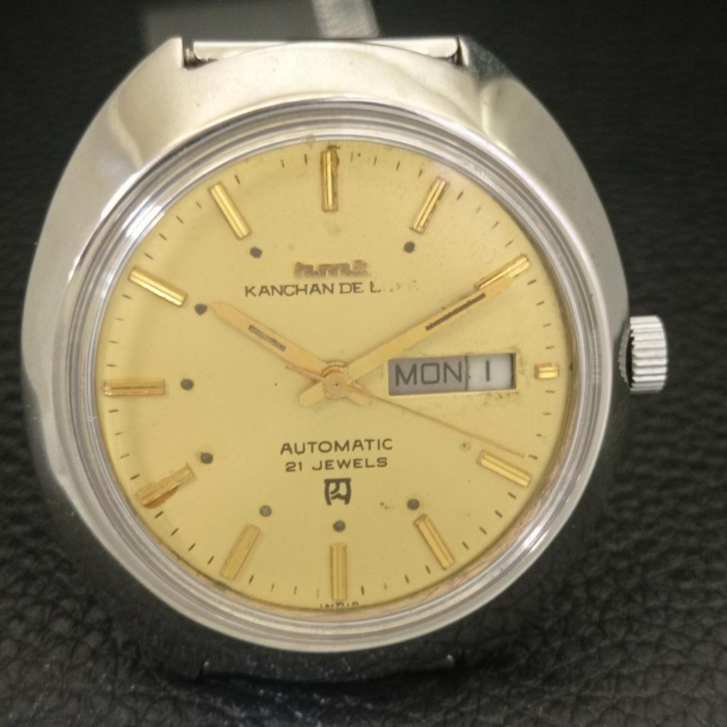 VINTAGE HMT KANCHAN AUTOMATIK 6501 INDISCHE HERRENUHR MIT GOLDENEM ZIFFERBLATT a703267-1