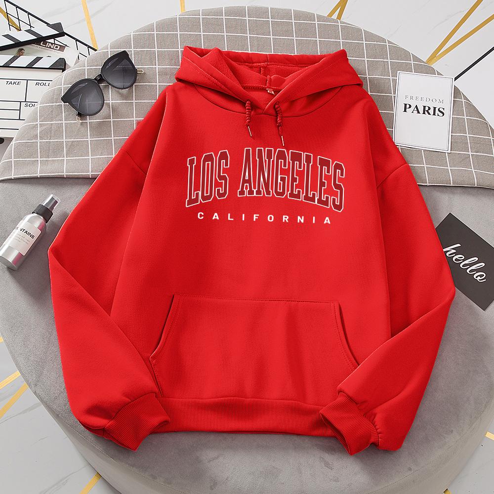 Los Angeles California Hoodies Women Fashion Novelty Casual Hooded Basic Sweatshirt Warm Comfortable Fleece New Hoody