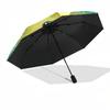 1pc Frog Lotus Flower Fashionable Automatic Opening/Closing Folding Umbrella with 8 Iron Bones, Plastic Handle yy251015059