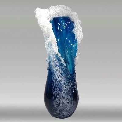 2024 New Wave Vase Resin Handicraft Modern Simple Ocean Blue Home Decoration Table Top Ornaments