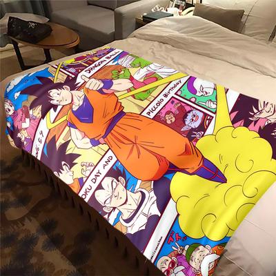 1PC Manta de Franela con Estampado de Son Goku, Alta Calidad para Todas las Estaciones, Decoración del Hogar, Calidez y Comodidad, Perfecta para Regalos de Navidad