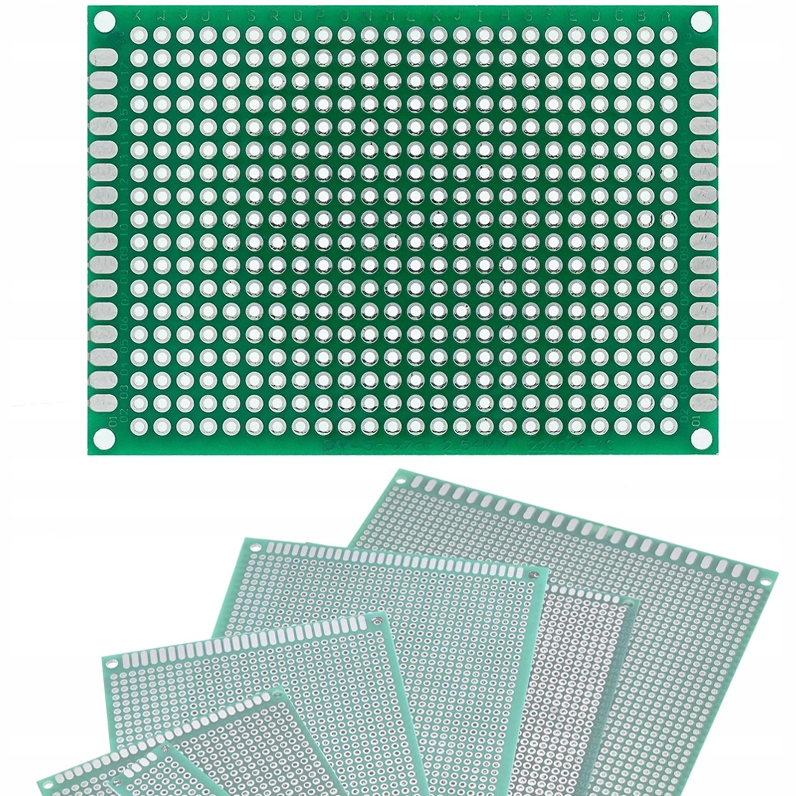 

Rosfix Dwustronna Płytka Prototypowa 50 x 70 mm – Uniwersalna do Montażu THT | Raster Otworów 2,54 mm | Zielona Soldermaski